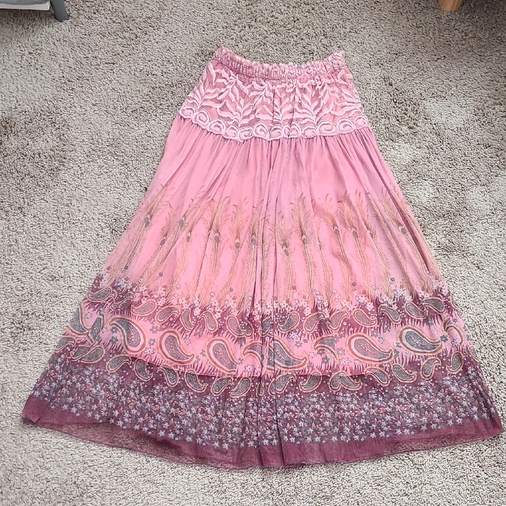 Pink Paisley Mesh Women's Skirt